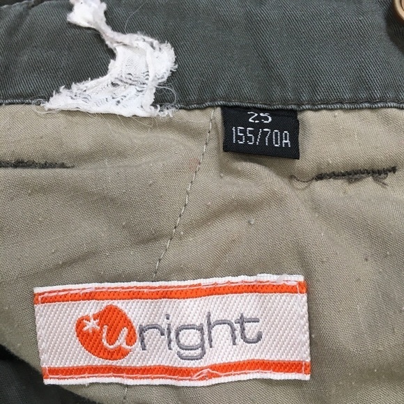 Vintage Uright Mid Rise Olive Green Cropped Straight leg Causal Capris Pants - Picture 7 of 12